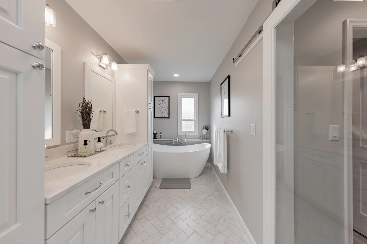 Contemporary primary bathroom remodel in Clarks Summit, PA