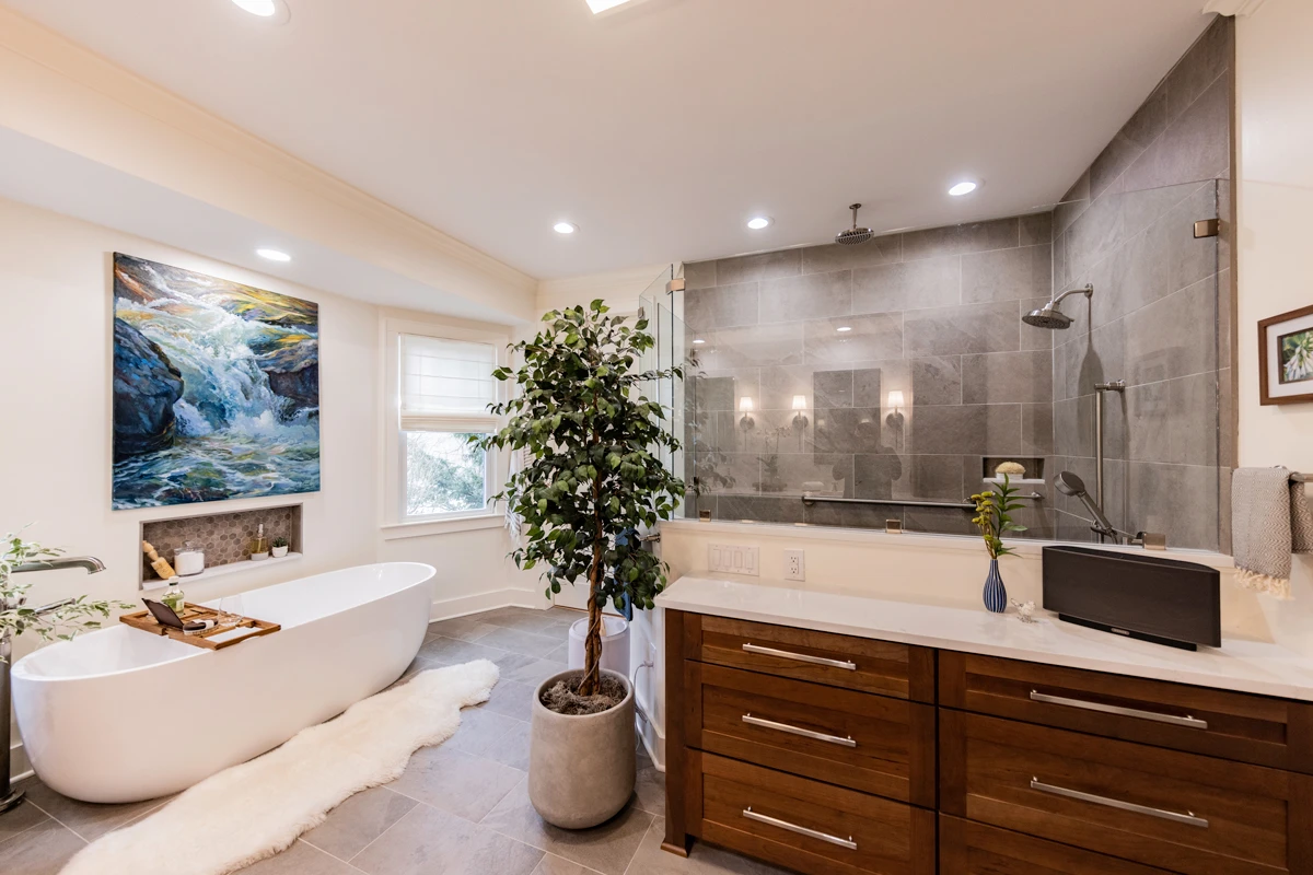 New spa bathroom build in Trucksville, PA by Perez DBR