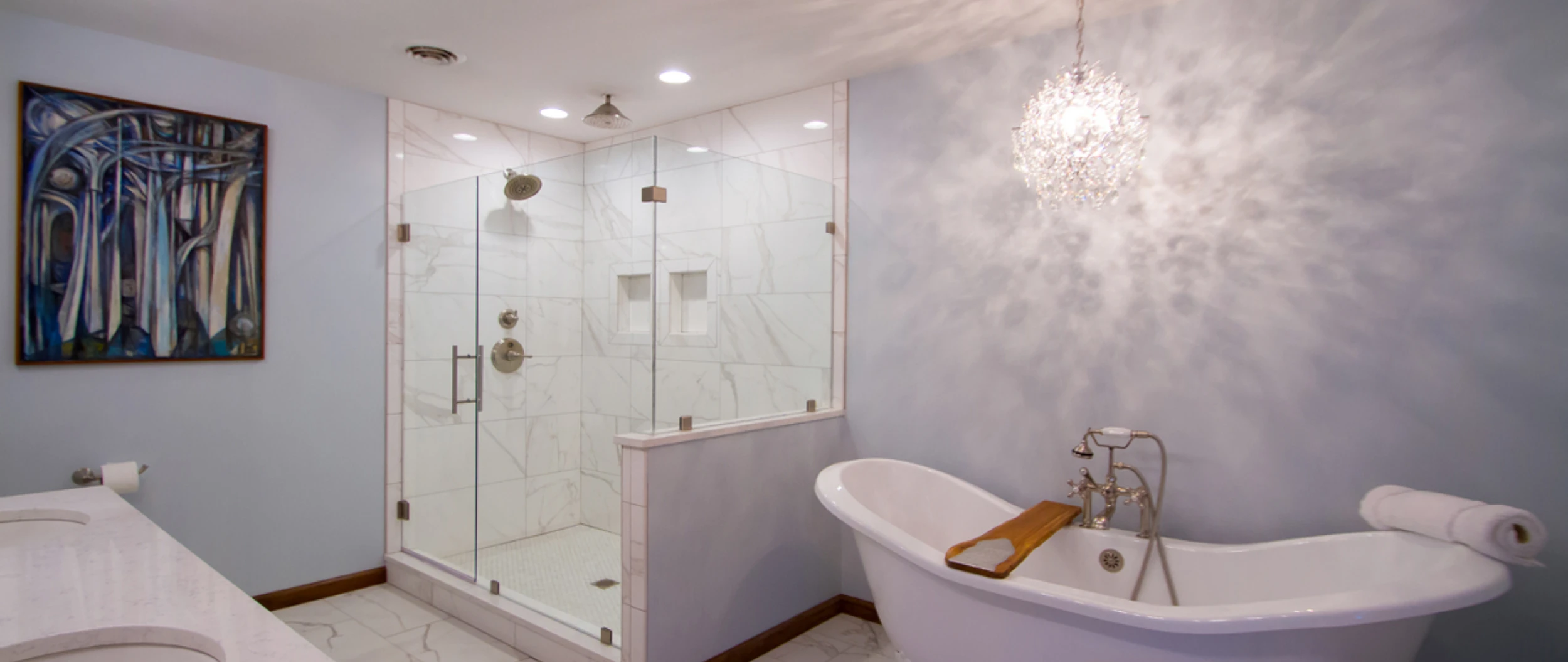 Modern bathroom remodel in Scranton, PA by Perez DBR