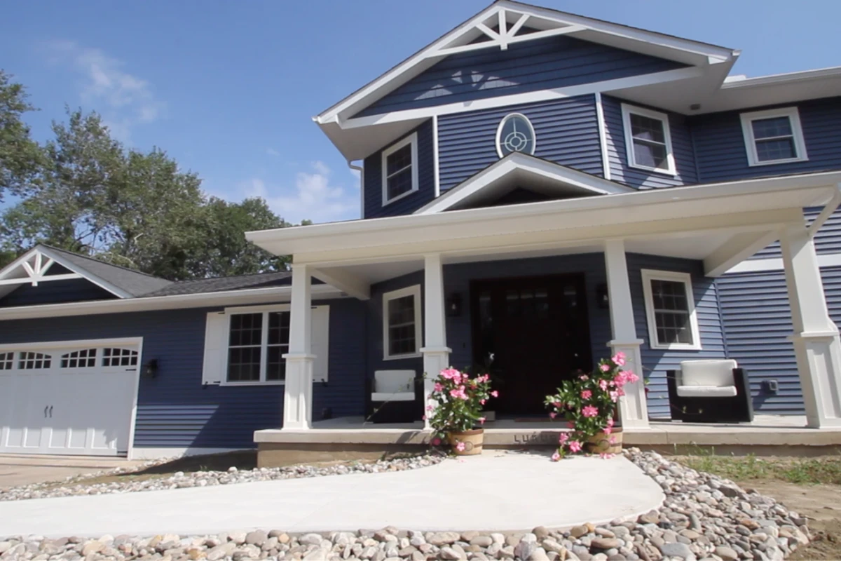 Craftsman front porch with tapered columns in Clarks Summit, PA