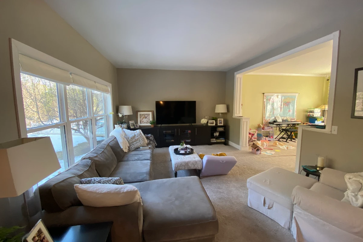 "Segmented first floor before remodel in South Abington Township, PA" (vary: formal dining room before conversion / kitchen before opening the layout / entry before mudroom build)