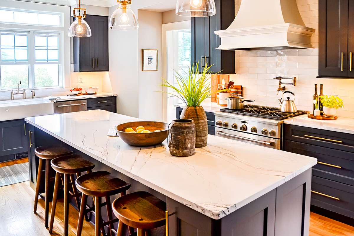 Blue kitchen remodel in a 100-year-old Trucksville, PA home