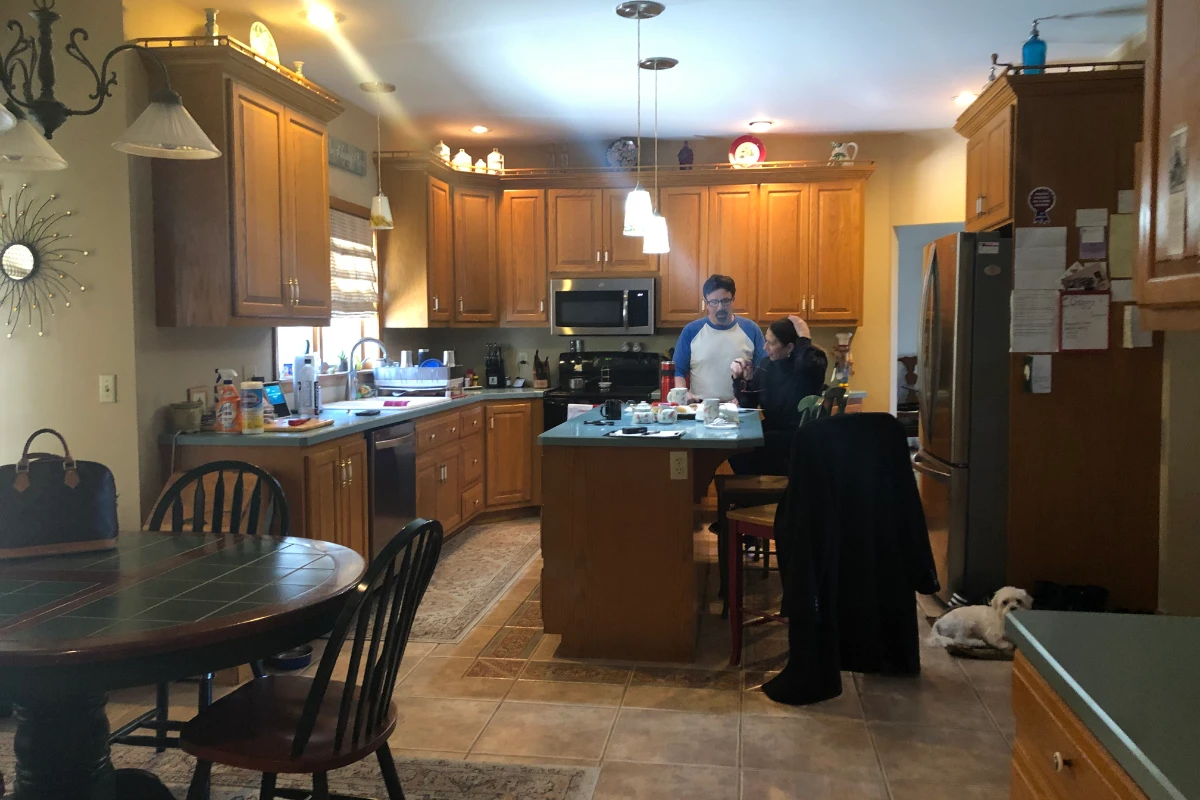 Dim kitchen workspace before remodeling in Dunmore, PA