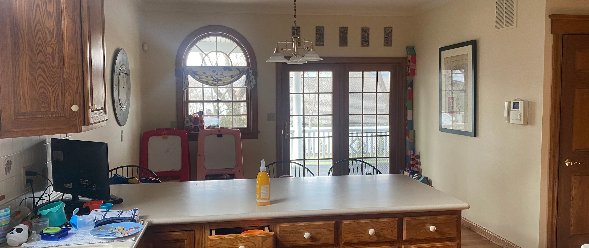 Dated kitchen before blue-and-white remodel in Scranton, PA