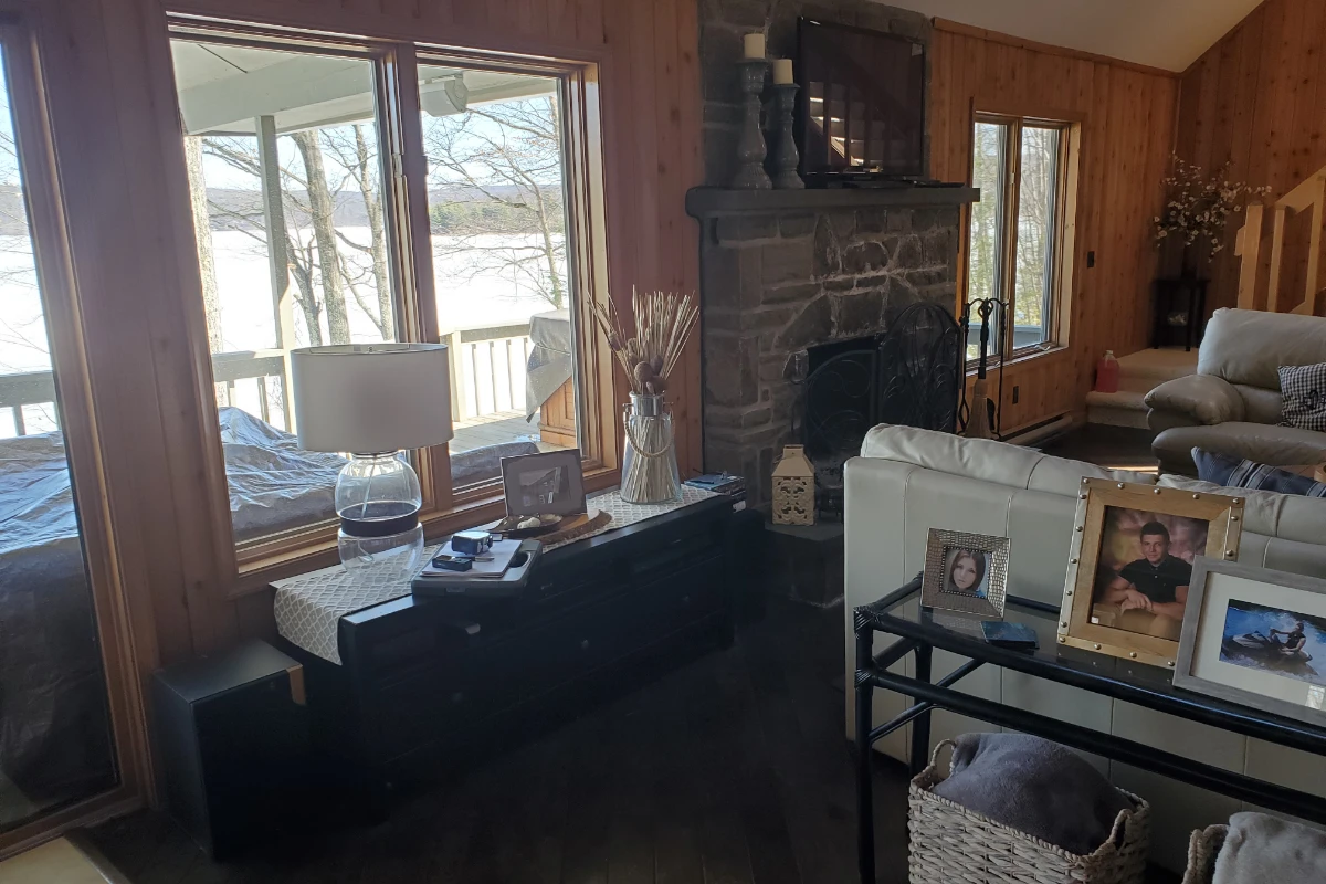 Living space before lake house remodel in Lake Ariel, PA