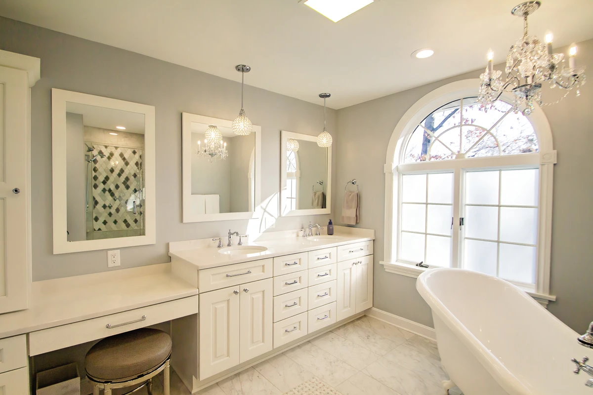 Custom tile shower in a Dallas, PA bathroom remodel by Perez DBR
