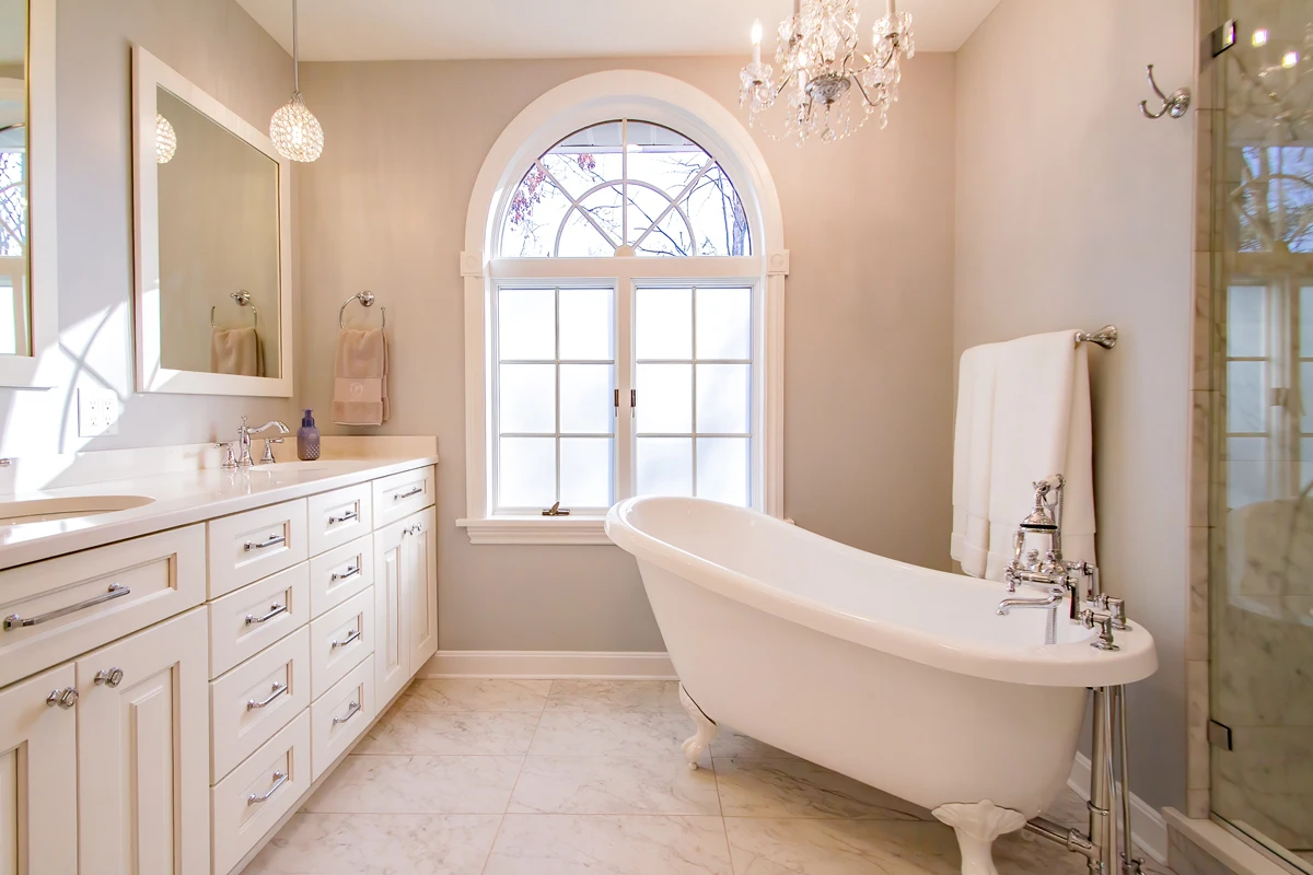 Freestanding tub as the focal point of a Dallas, PA bath remodel