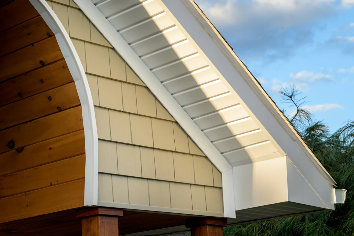 Vertical board-and-batten siding detail in Harding, PA