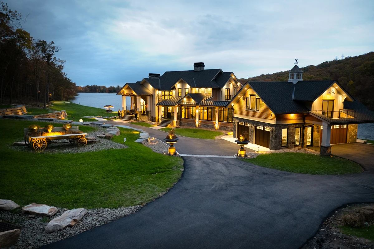 DJI_20251022045051_0722_D-Edit-resized Aerial view of a lakefront custom estate in Newton Ransom, PA