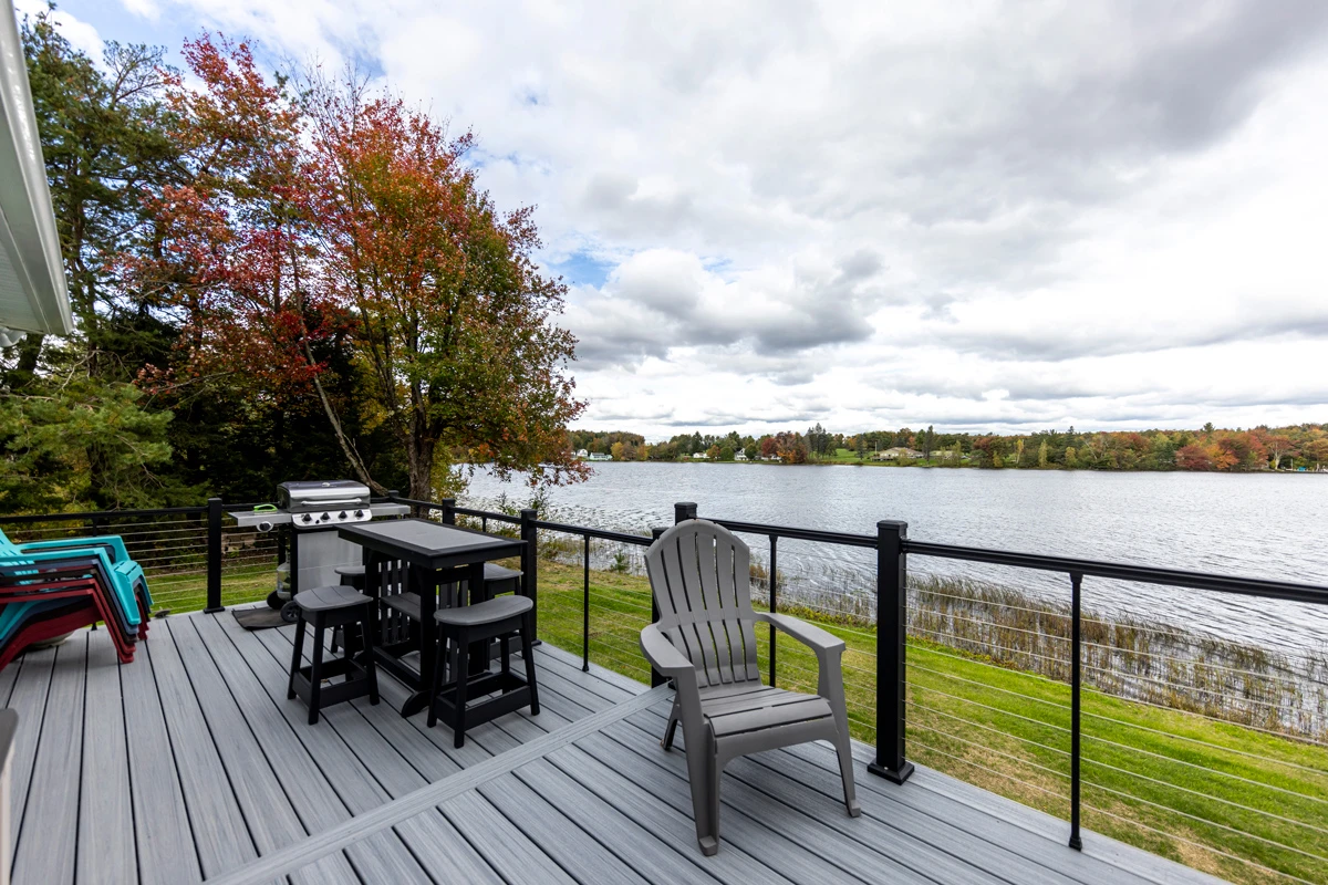Upper and lower decks on a Poyntelle, PA lakefront home