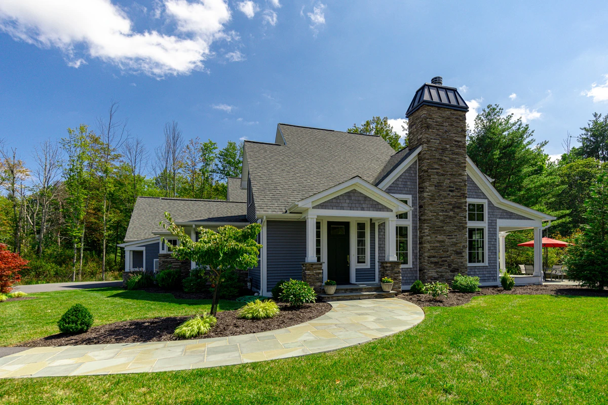 Outdoor entertaining area at a Waverly, PA custom home